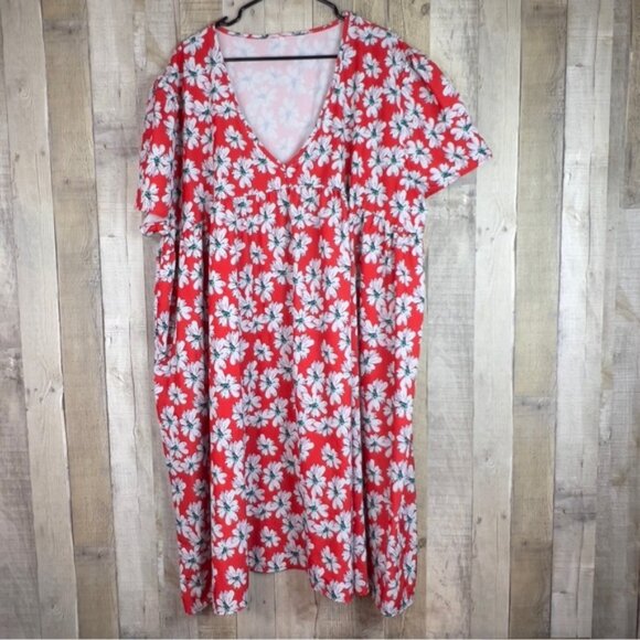 6XL Unbranded V-Neck Peplum Floral Print Dress Short Cap Sleeves Pullove… - Picture 1 of 13